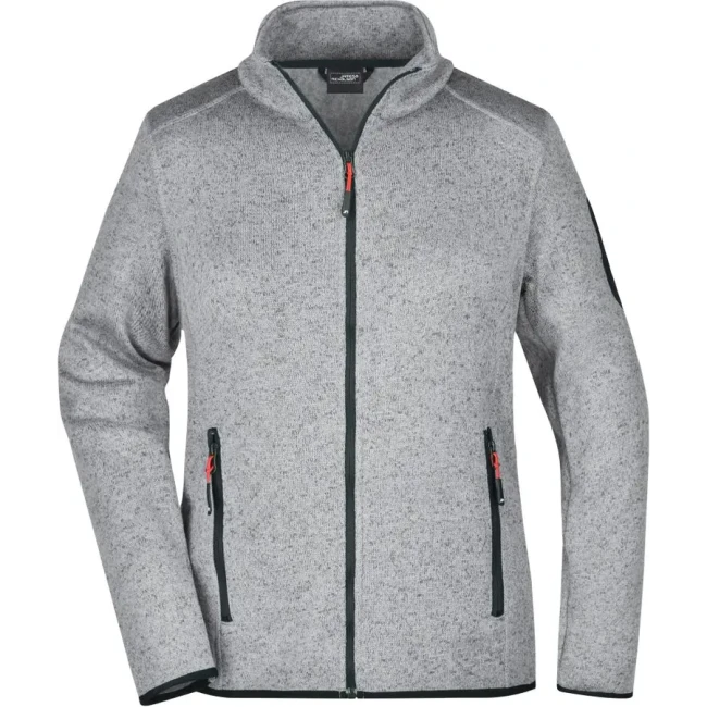light grey melange/red